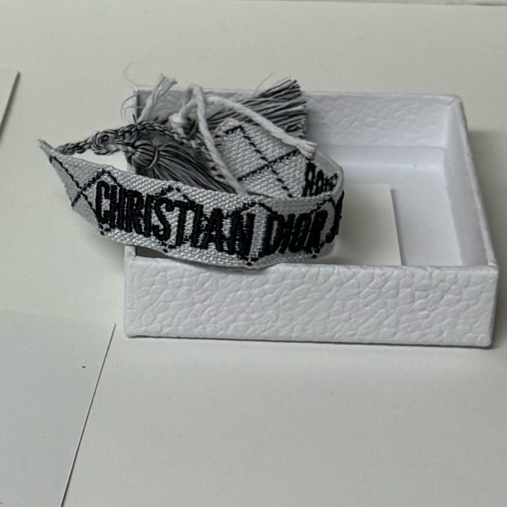 Christian Dior Friendship Bracelet White Black Embroidered Bracelet Women
